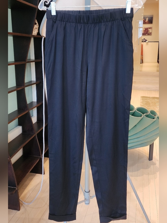 Alexander Wang Pants - Alexander Wang Black Silk Straight-Leg Pull-On Pants Size 2